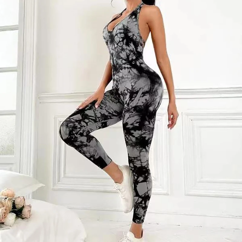

Outdoor Quick Drying Breathable Fashionable European And American Nude Yoga Running Sports Jumpsuit Fitness Yoga Suit For Women