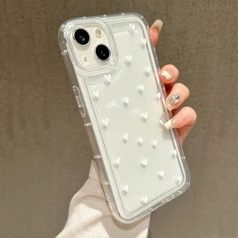 Белый маленький прозрачный чехол для телефона Любовь iPhone 16 14 13 12 11 Pro Max XS X 7 8 Plus 15