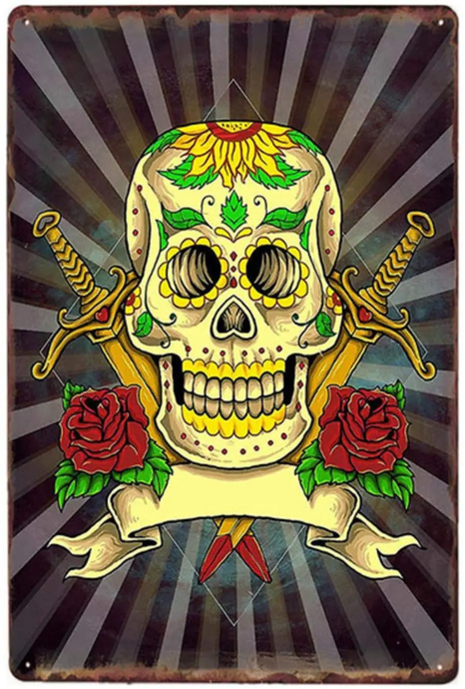 

Skull Tin Sign Art Graffiti Iron Paintings Plate Metal Sign Craft Pin Up Wall Decorative for Bar Cafe Bedroom 20x30cm