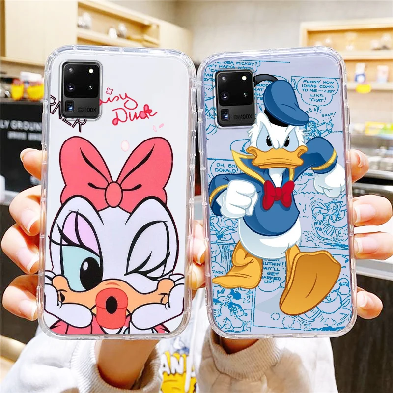 

Disney Donald Duck Cute Phone Case For Samsung A73 A70 A20 A10 A8 Note 20 10 9 Ultra Lite F23 M52 M21 j8 j7 j6 Transparent