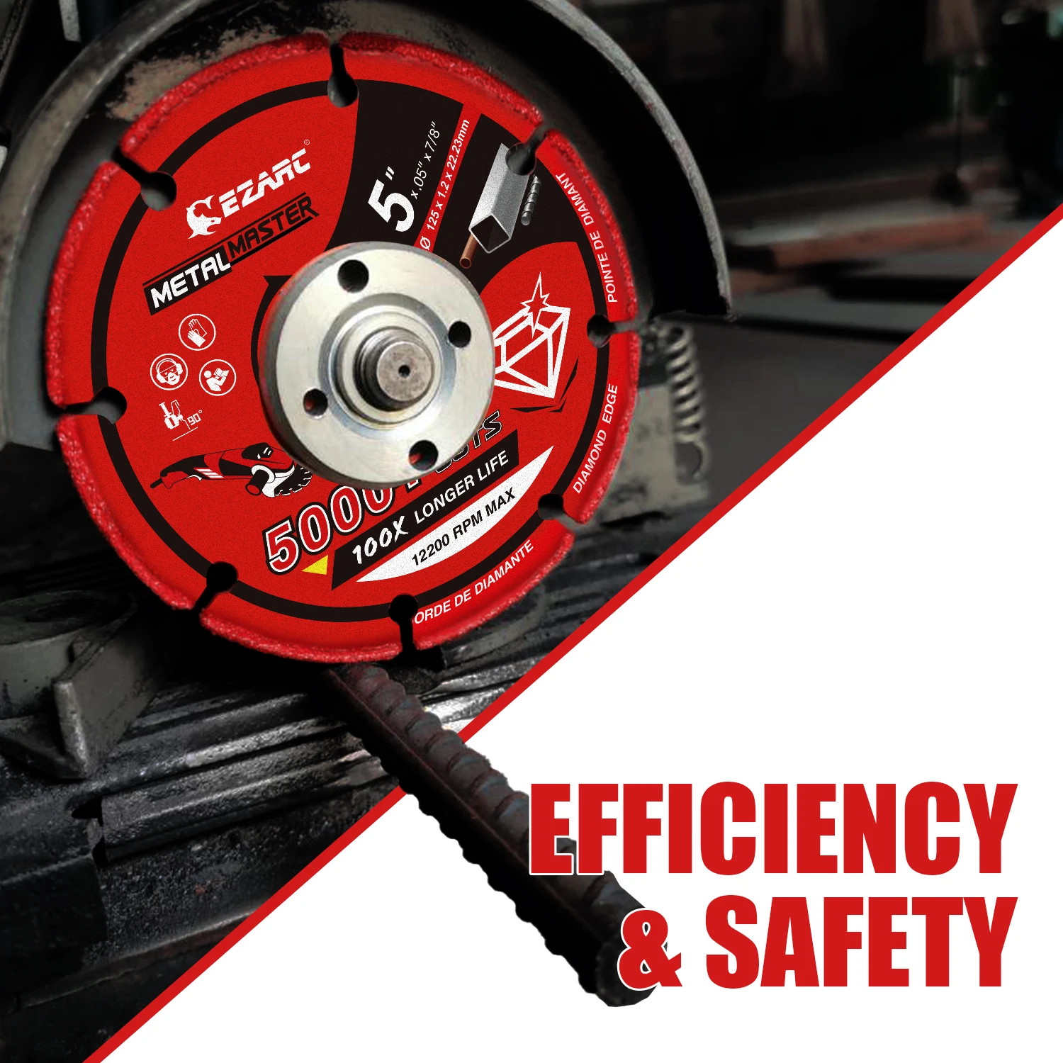 Режущее колесо EZARC Tools алмазная кромка 5 дюймов (125 мм) 6 (150 7 (180 металлическое