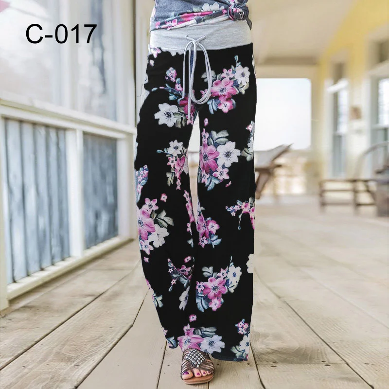 Women's Homewear Pants Drawstring Cotton Sleepants Cozy Fashion Sleepwear Plus Size Spring Full Length Pant Flower Print