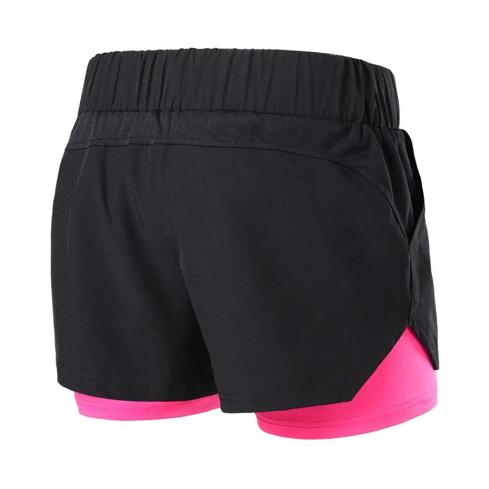 Running Shorts Women's 2 in 1 Elastic Waist Gym Jogging Fitness Sports Short Female Reflective Breathable
