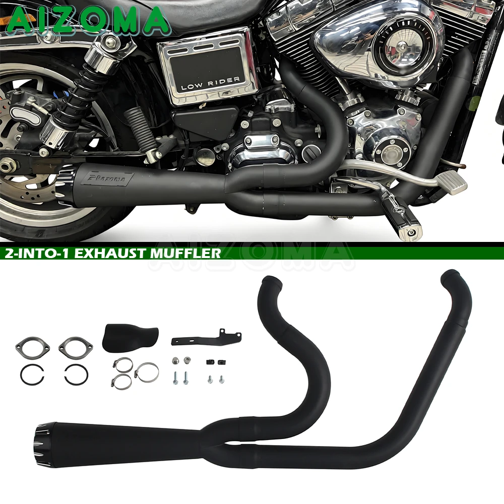 Фото Мотоциклетный выхлопной глушитель 2-в-1 для Harley Dyna Street Fat Bob Low Rider S Super Glide Wide Glide FXDWG FXDWGI 2006-17 №1