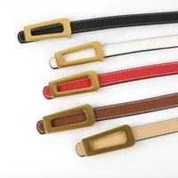 women belt luxury designer needle hole adjustable belt gold square pin metal buckle belts dress jeans thin cowhide waistband