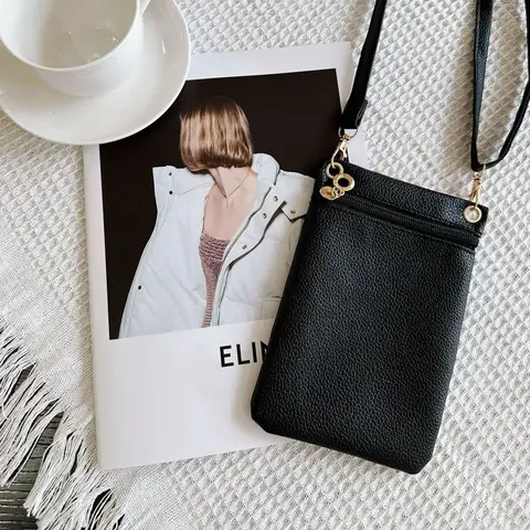 Мини-сумка через плечо из искусственной кожи с узором личи, повседневные кошельки, милая цветная сумка для хранения мобильного телефона, удобная сумка на одно плечо