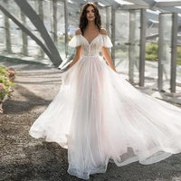 glitter beach wedding dress beading spaghetti straps belt v neck sexy bridal dresses buttons zipper up sequins lace wedding gown
