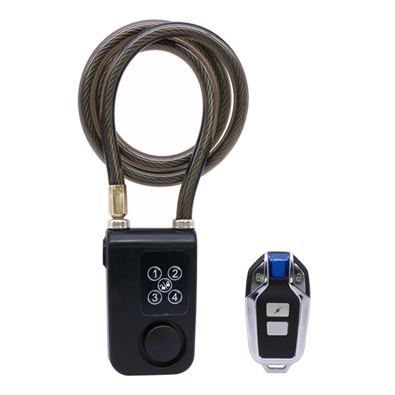 

Bike Motorcycle Lock Alarm Wireless 110DB Scooter Bicycle Burglar Vibration Alarm Cable Lock