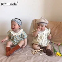 rinikinda 2022 summer 2pcs toddler kids baby girl clothes floral jumpsuit short sleeve bodysuit fashion cute baby playsuits
