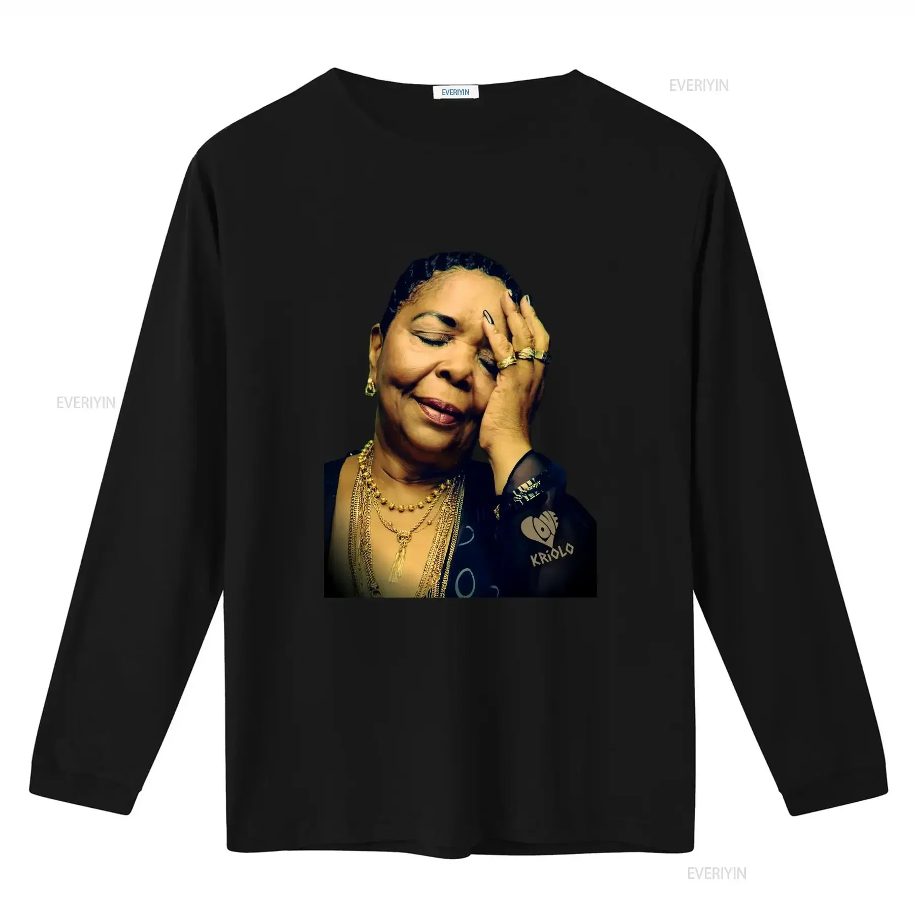 Фото Футболка Cesaria Evora Cabo Verde Ultra Cotton Love Kriolo с длинными или короткими рукавами, винтажная, дышащая, стильная, удобная. №3