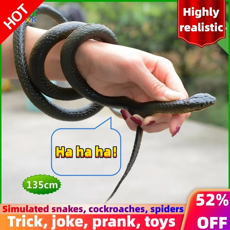 

Lifelike Snake Shaped Realistic Simulation Animal Model For Kids Reptile Giant Python Tricky Children toys festival Kid gift Toy