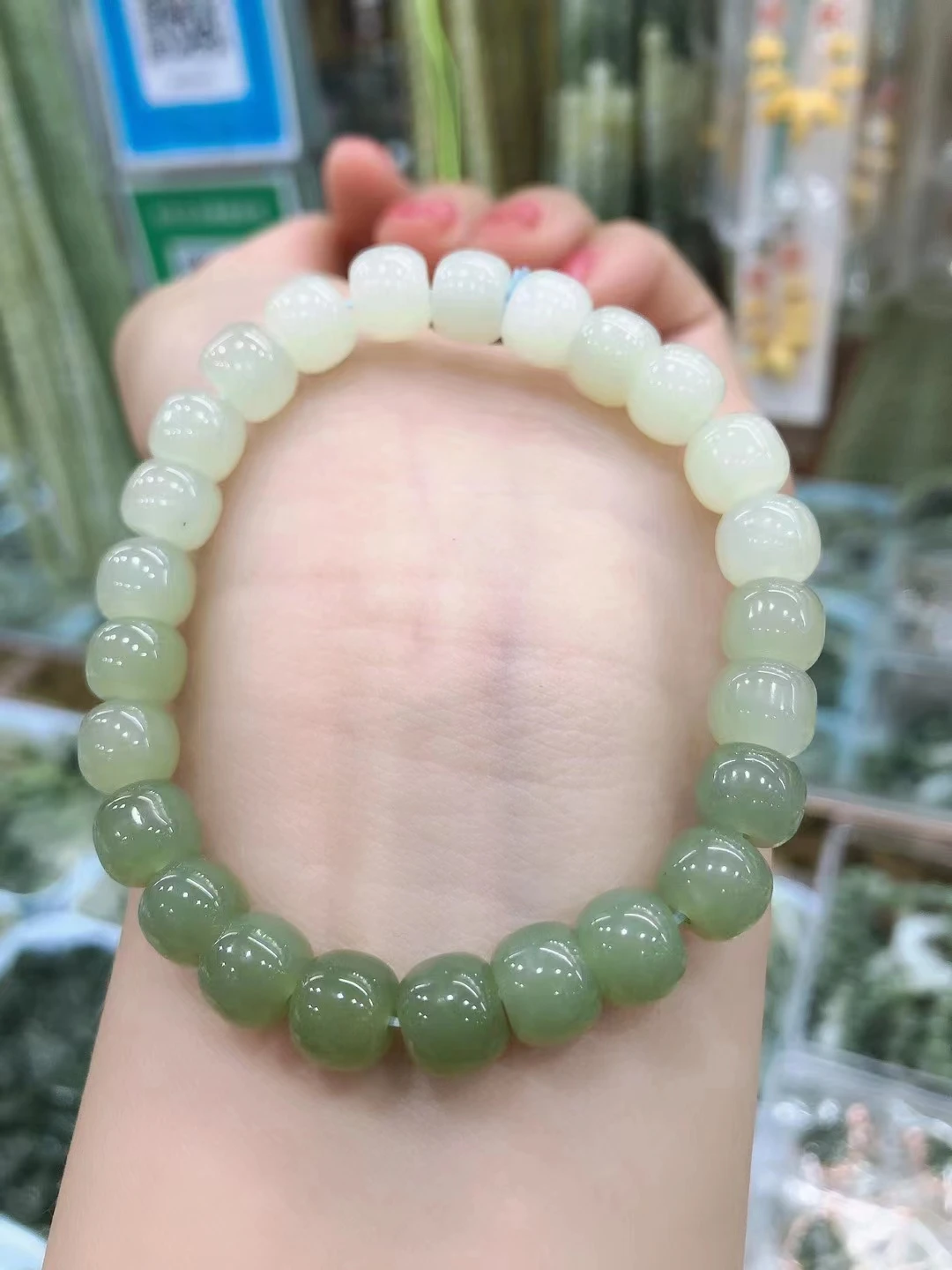 

Новый бутик натуральных бусин Hetian-Jade, белая, зеленая градиентная струна, ручная работа, DIY, браслет, кольцо, идеальные ювелирные изделия