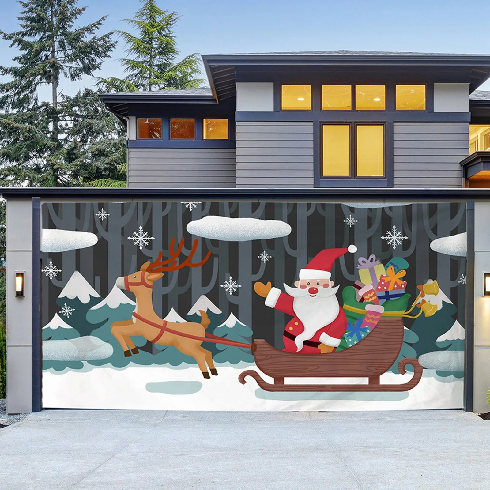 

Christmas Outdoor Garage Door Tapestry Cloth Holiday Party Decoration Background Cloth Matching Hanging Cloth Multi Size