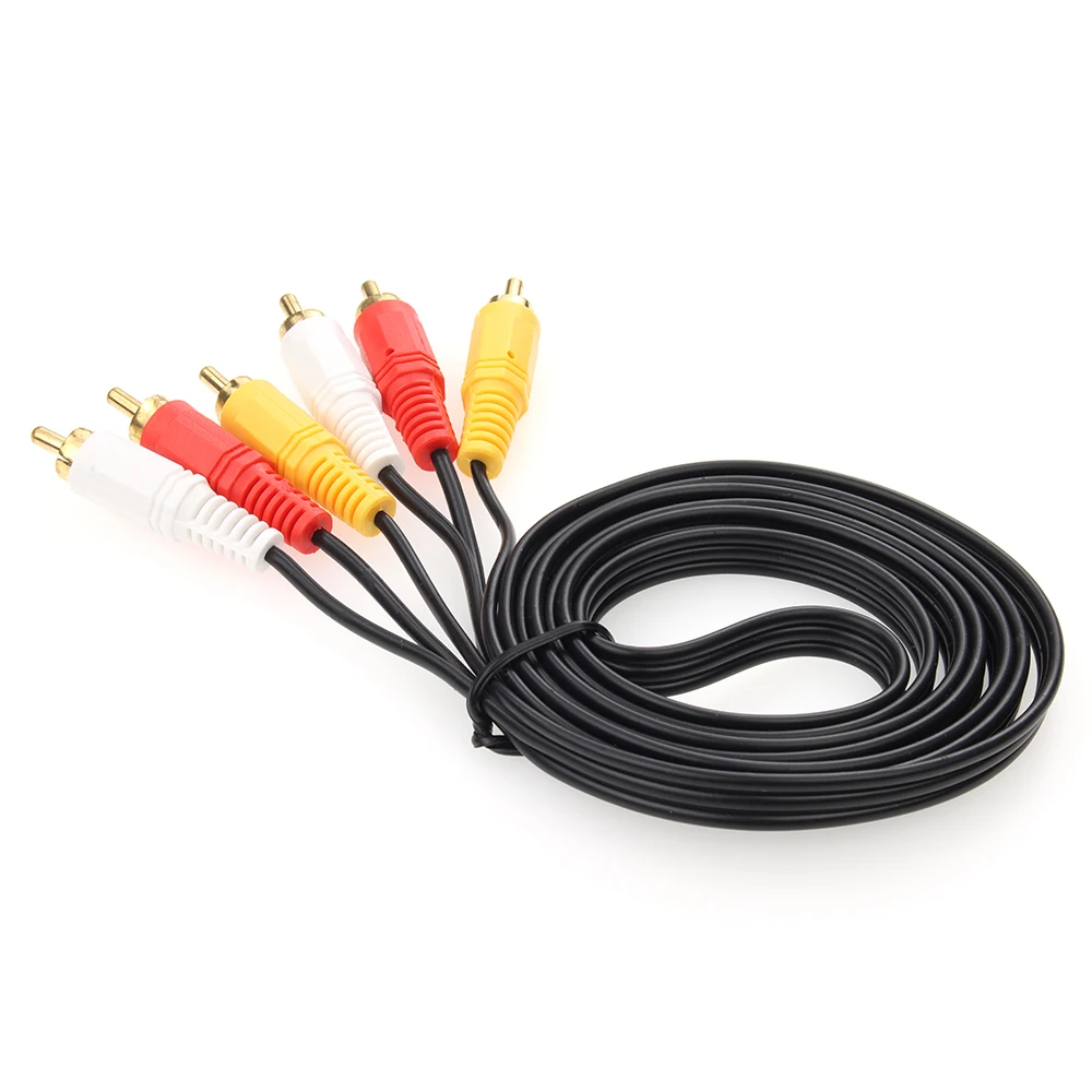 

300pcs 1.5M 3 RCA Male To 3 RCA Male Composite Audio Video AV Cable TV Set-top Box Cables 6 In One 3RCA Male Extension A/V Cord