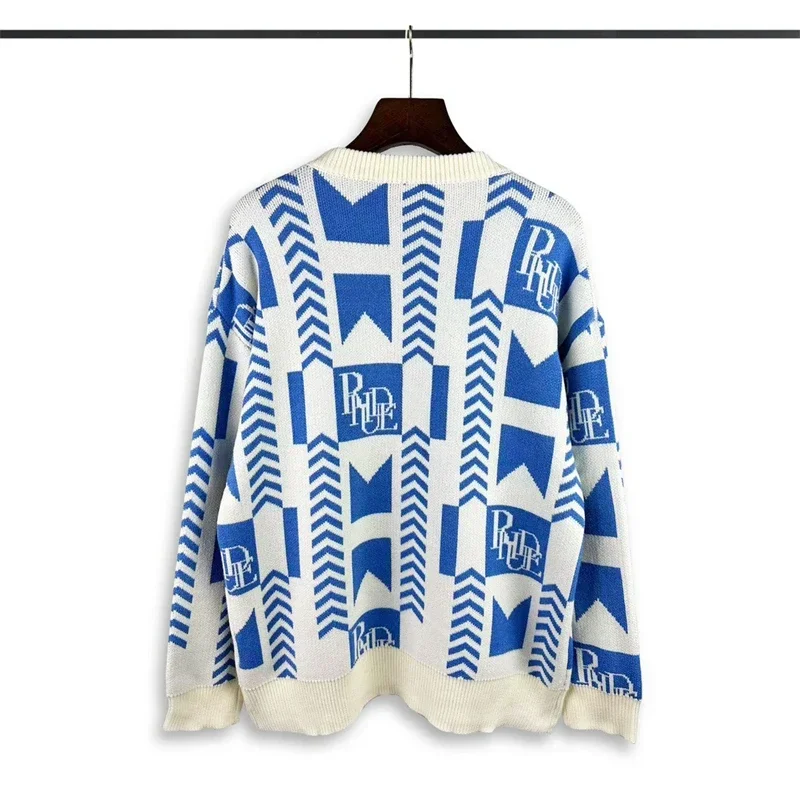 

Новый жаккардовый свитер голубого цвета с изображением ревеня кешью для мужчин и женщин, свитер в стиле кэжуал 1:1 лучшего качества