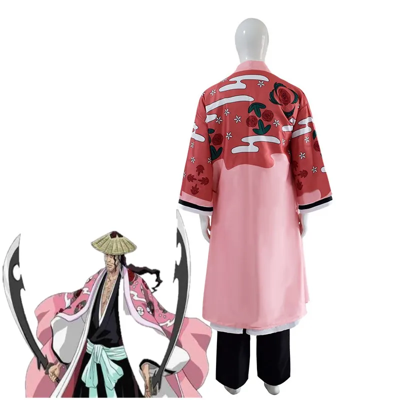 Max Cos аниме Kyoraku Shunsui косплей костюм тысячелетняя кровавая война розовое кимоно