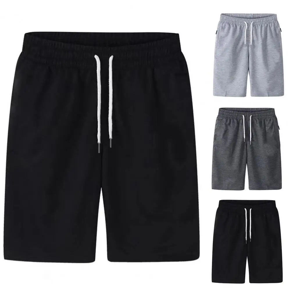 

Men Cargo Shorts Elastic Waist All Match Thin Loose Pockets Outwear Polyester Solid Color Summer Cargo Shorts Men Clothes