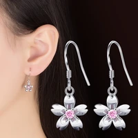 delysia king rose flower hoop earrings silver plated jewelry pink crystal earring