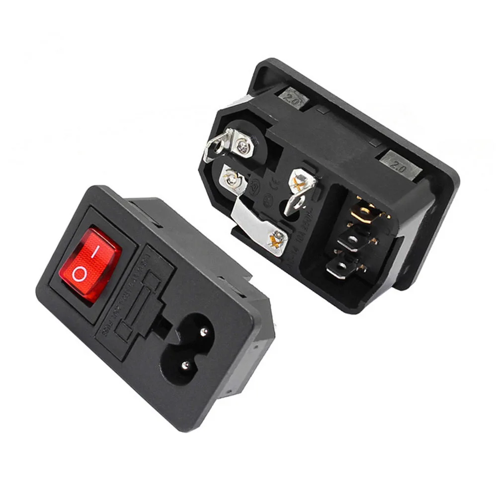 

Электрическая розетка IEC320 C14 пластиковая красная 250В с выключателем 10А