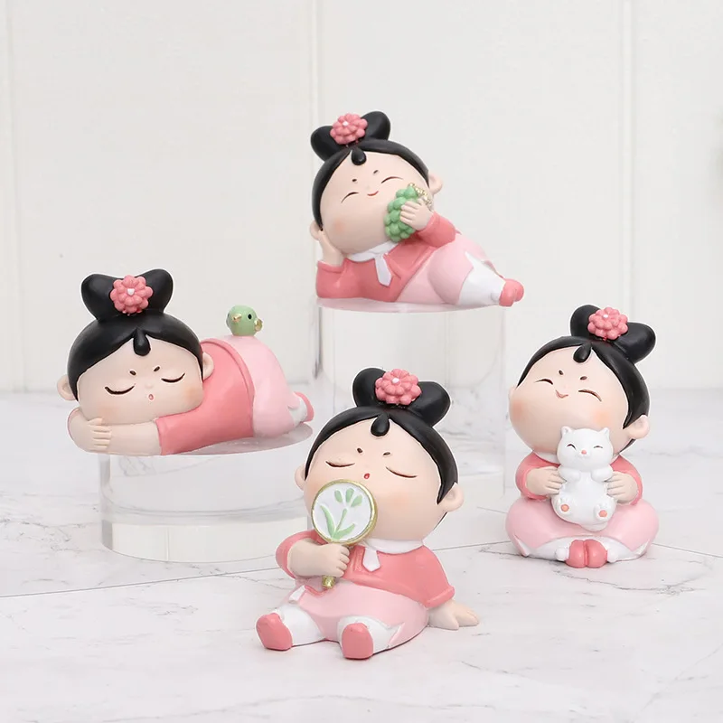 

Chinese Cartoon Princess Resin Crafts Small Ornaments Creative Desktop Lovely Palace Lady Ornaments Home Decor Car Accessories