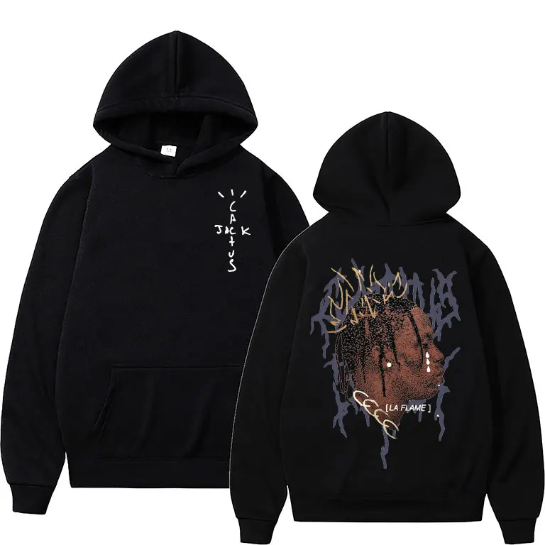 

Spring Autumn Hot New Cactus Jack Lightning Portrait Double Sided Print Hoodies Hip Hop Men Women Travis Scott Sweatshirts Tops