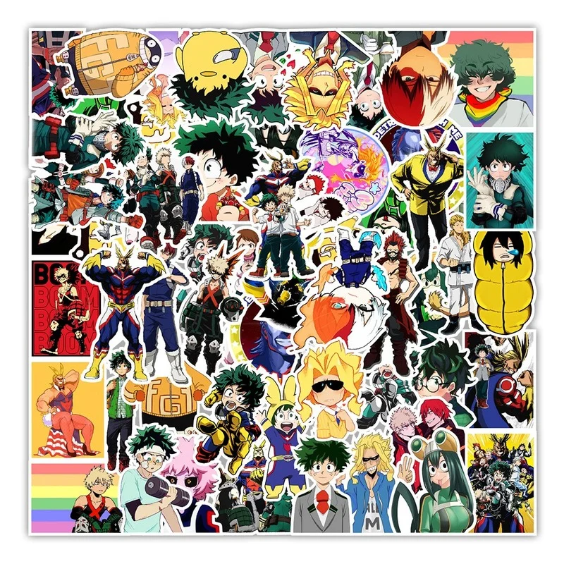 

50pcs My Hero Academia Anime Stickers Graffiti Laptop Phone Izuku Midoriya Might Boku No Hero Academia Character Decal