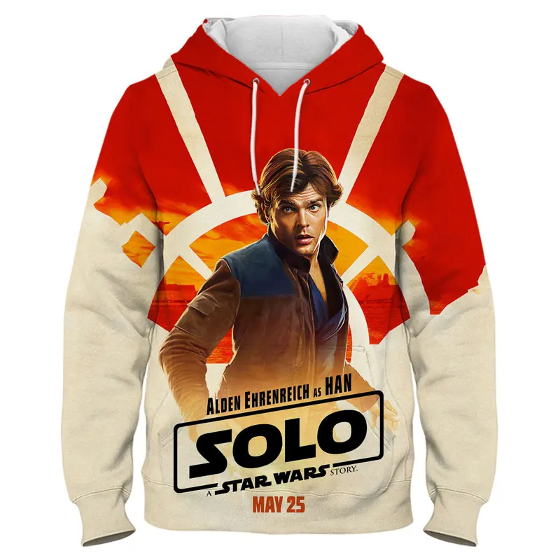 

Spring Autumn Sweatshirts For Men Disney Star Wars Solo 3D Print Women Hoodies Harajuku Style Cool Boy Girl Kids Pullover