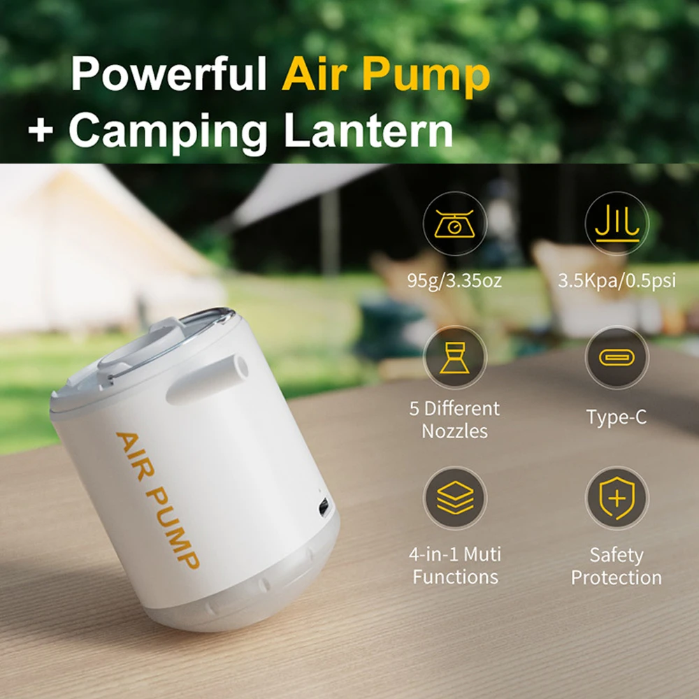 

Cordless Air Pump Portable Electric Air Compressor Inflation & Deflation Pump with 5 Nozzles LED Light for Inflation Pool Airbed