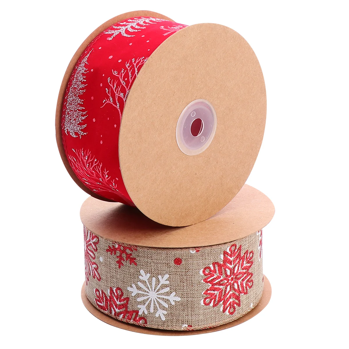 

Ribbon Christmas Gift Wrapping Burlap Tree Rolls Fabric Wiredside Strip Double Spool Organza Snowflake Decorations
