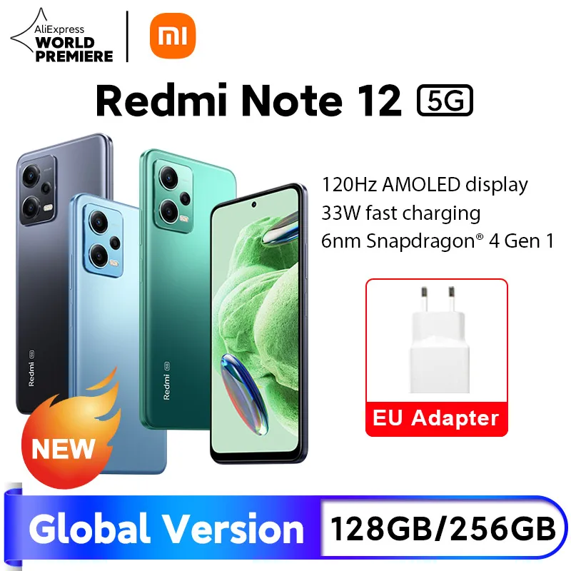 

[World Premiere] Xiaomi Redmi Note 12 5G Global Version Snapdragon® 4 Gen 1 CPU 120Hz AMOLED 33W Fast Charging 48MP