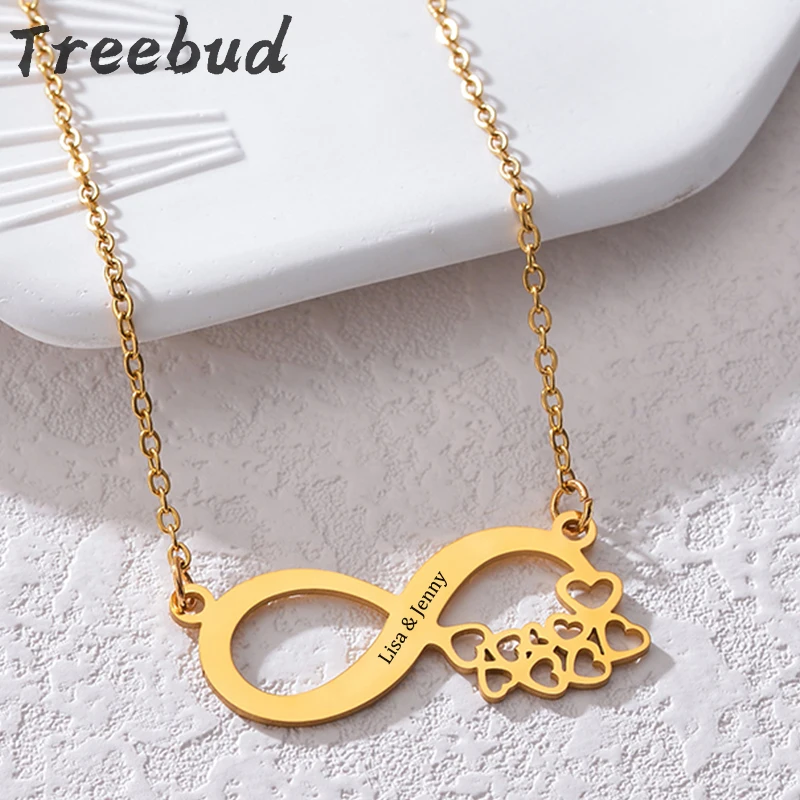 

Treebud Simple Stainless Steel Infinity Pendant Necklace for Women Custom Name Heart Necklaces Love You Forever Jewelry Gifts