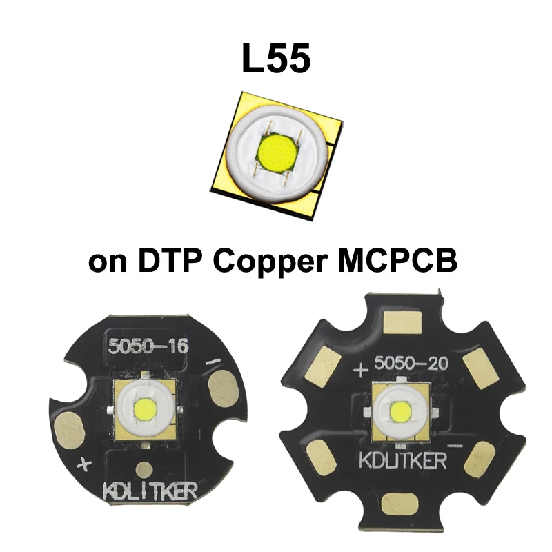 L55 3 В 20 Вт 5A 2000 люмен 6500 К SMD 5050 светодиодный фонарик с излучателем DIY мощный