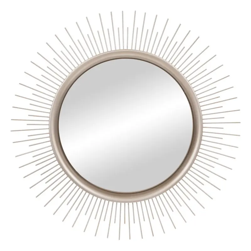 

Round Spoke Sunray Starburst Wall Mount Accent Mirror, Brushed Silver, 30" x 30"