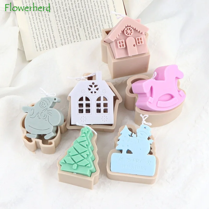 

Christmas Series Scented Candle Mold DIY Three-dimensional Christmas Tree Snowman Cake Chocolate Mold Silicone Christmas Gift