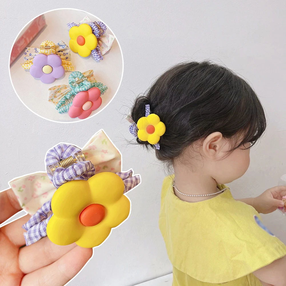 

Cute Candy Colors Hair Clip Headband Big Flower Hair Claws Fabric Hair Clips For Girl Women Hairpins Fashion Hair Accessories