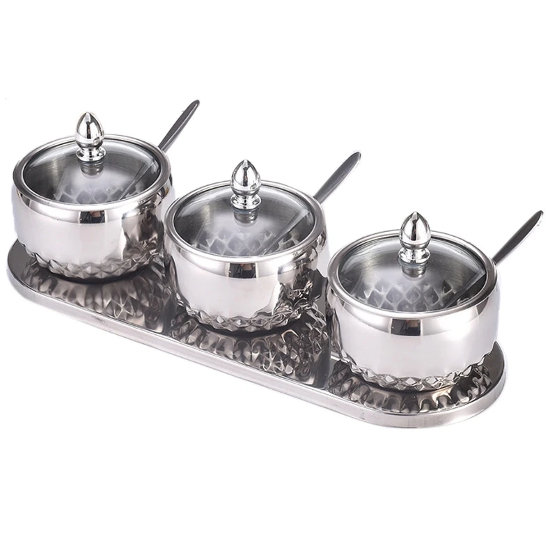 Набор контейнеров для приправ из нержавеющей стали солонка перечница коробка