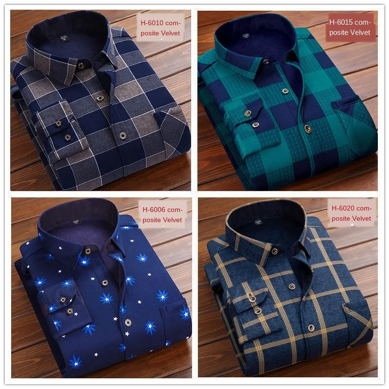 Long Sleeve Men's Work Shirts Casual Slim Fit Thermo Shirts 6xl
