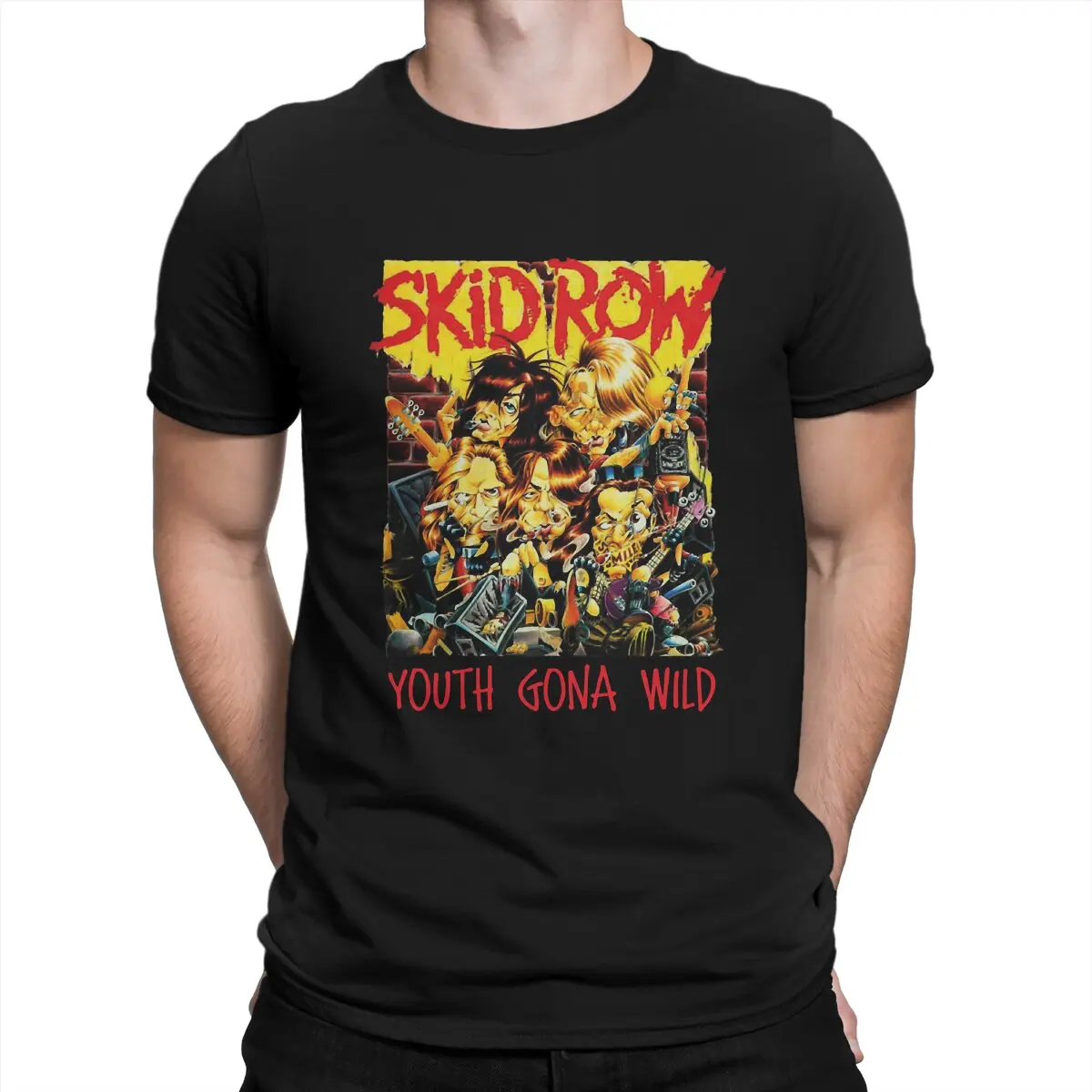 Men's T-Shirt Youth Gona Wild Awesome 100% Cotton Tee Shirt Short Sleeve Skid Row T Shirt Crewneck Clothes Summer