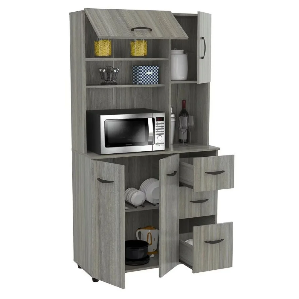 

Ламинированный кухонный шкаф для хранения микроволновой печи, 35 Вт, дымчатый дуб