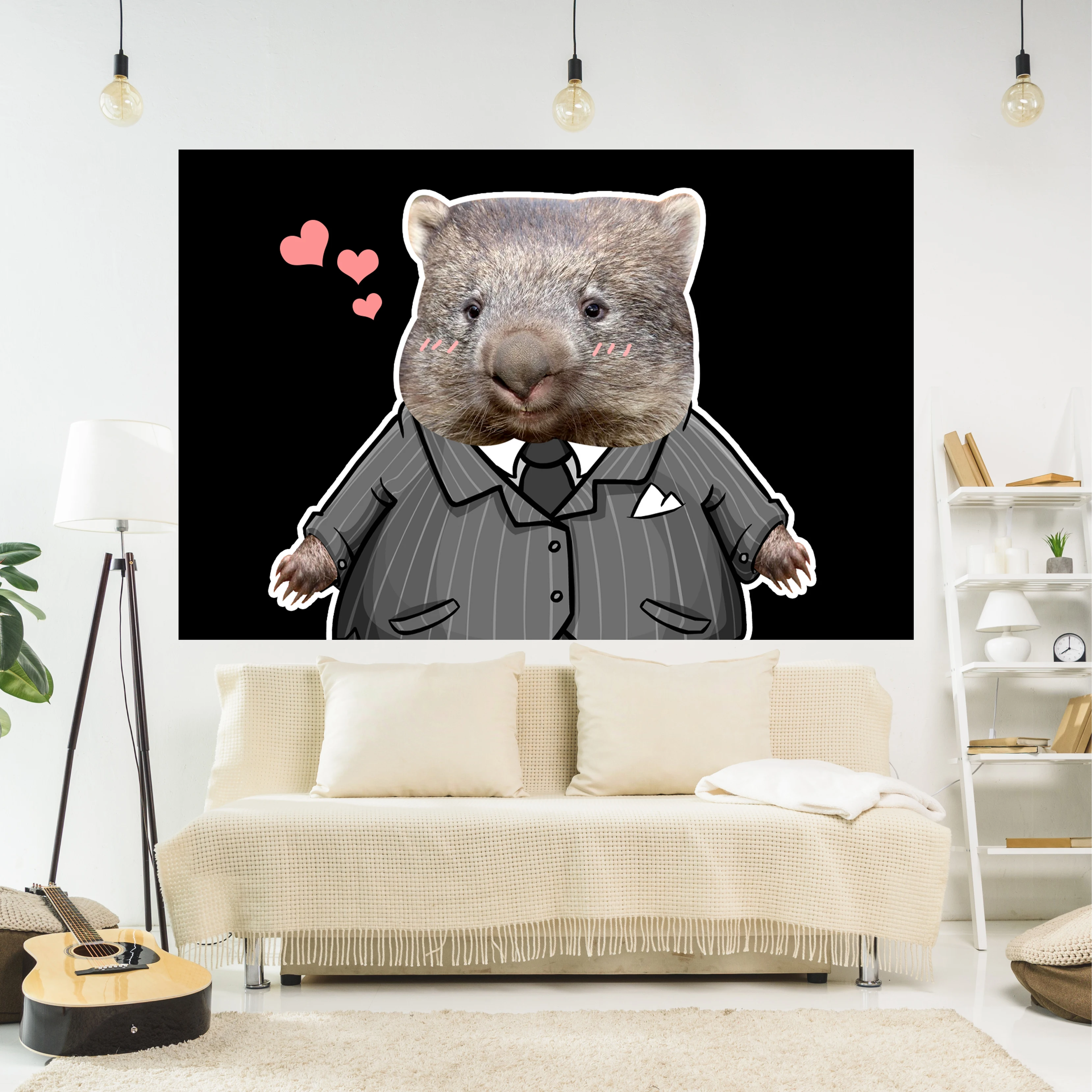 

XxDeco Animal Tapestry Funny Wombat Meme Printed Wall Hanging Art Aesthetics Carpets Bedroom Or Home For Decoration