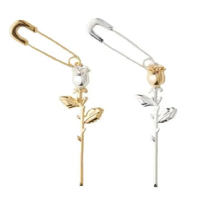

Discount Gold and silver color rose pin earringearrings drop Japanese and South Korean fashion earrings