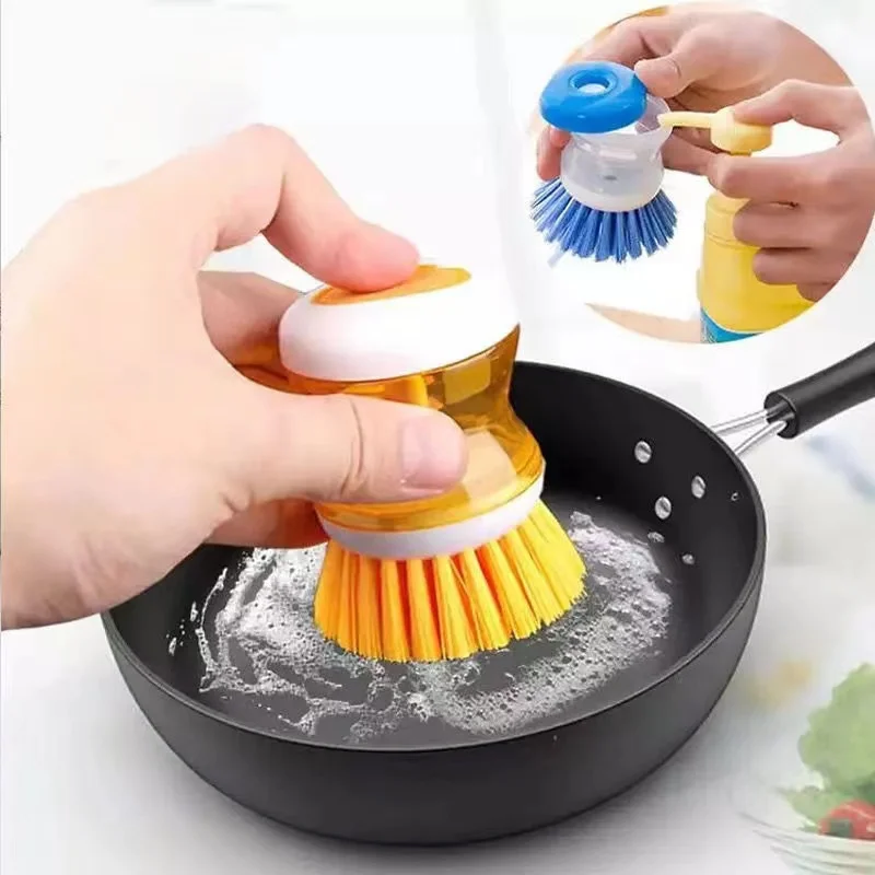 

Random Color Kitchen Wash Pot Dish Brush Washing Utensils with Washing Up Liquid Soap Dispenser Household Cleaning Accessories