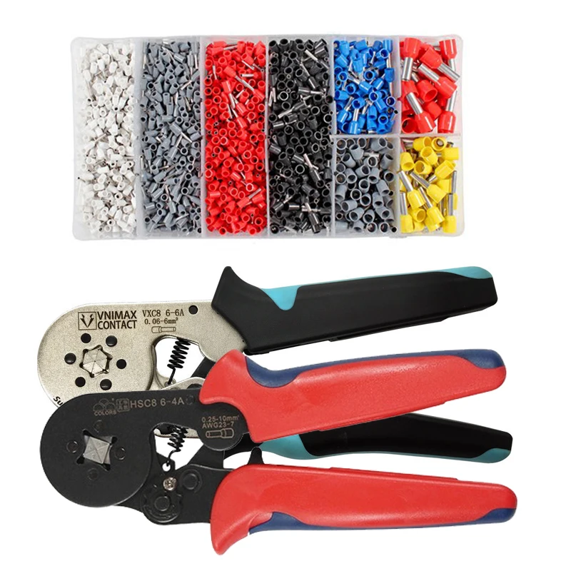 

800/1200PCS Insulated Crimp Connector Cord Pin End Terminal Pliers with Pliers Cotton Assortment Kit Wire End Ferrules Terminals