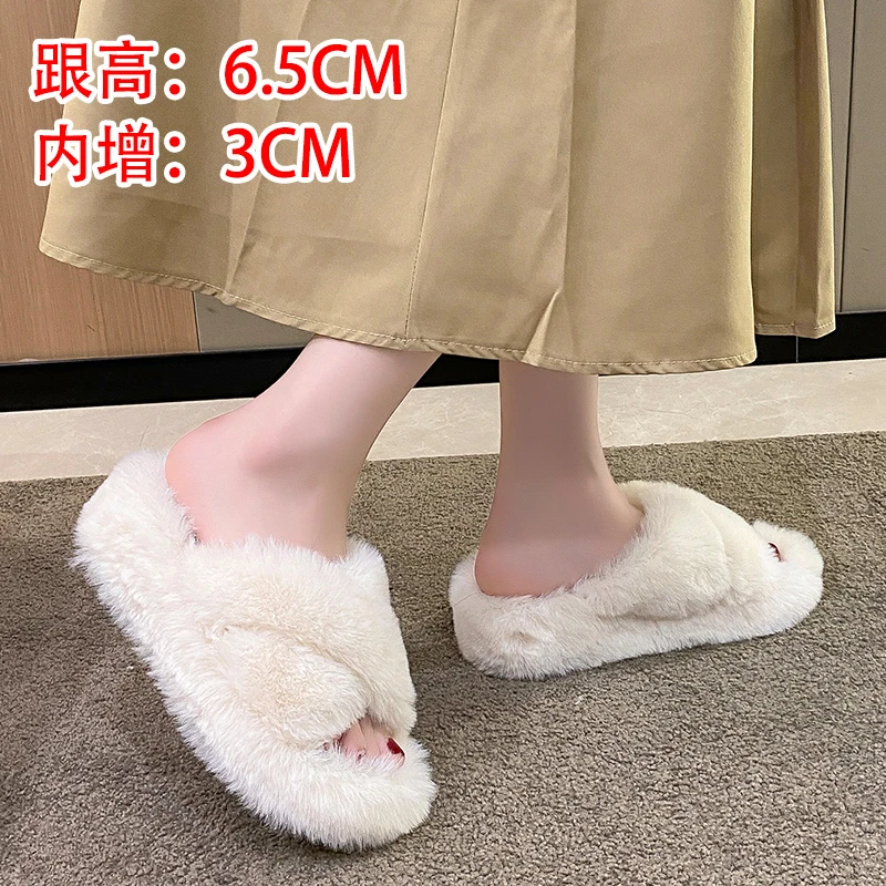 

Женские меховые тапочки на толстой подошве, на осень, 2022