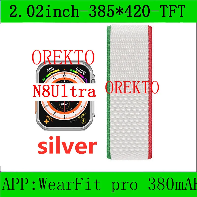 

4-1Pcs OREKTO Wholesale Smart Watch Ultra N8 Smartwatch Series 8 Bluetooth Call Wireless Charge Fitness Silicagel Bracelet