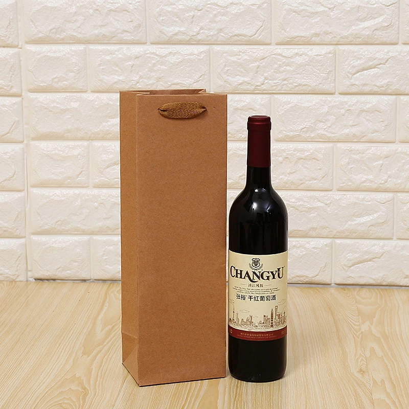 

Ручной мешок из крафт-бумаги для красного вина, упаковочный пакет для вина и напитков, пакет для хранения, одинарный двойной бумажный пакет ...