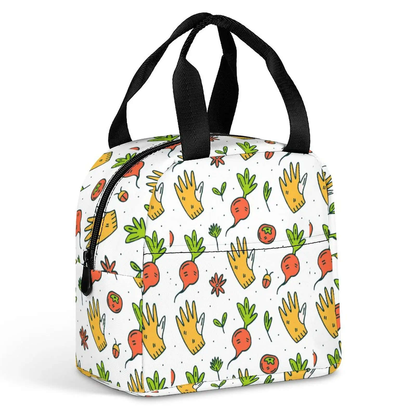 Custom Pattern Tote Lunch Bags for Women Cartoon Radish Portable Meal Bag Picnic Travel Breakfast Box Office Work School