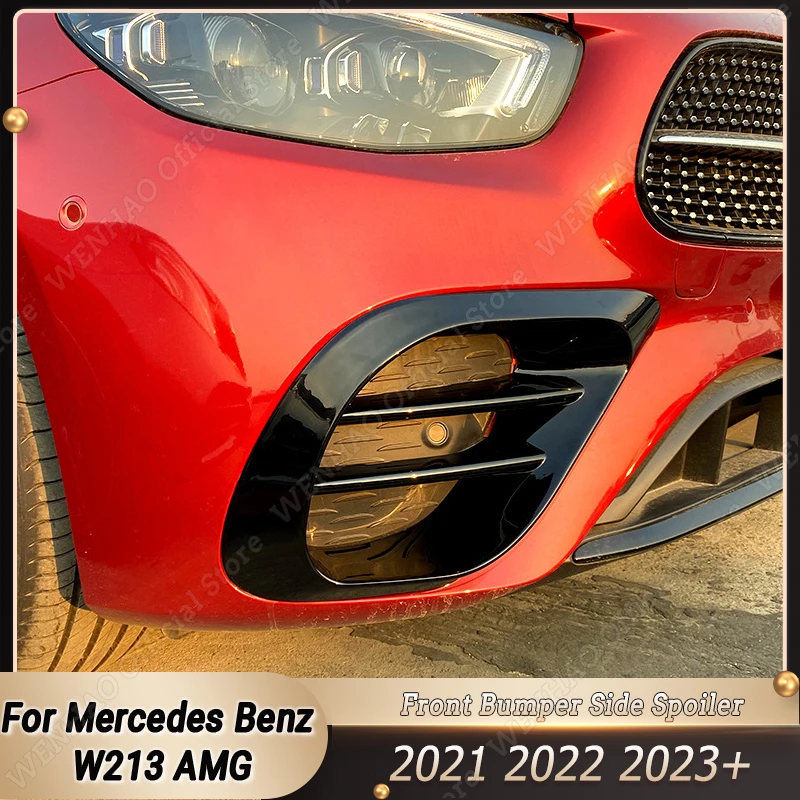 

For Mercedes Benz E Class W213 E260 E300 E53 AMG 2021-2023+ Front Bumpers Lip Air Vent Trim Spoiler Splitter Body Kits Tuning