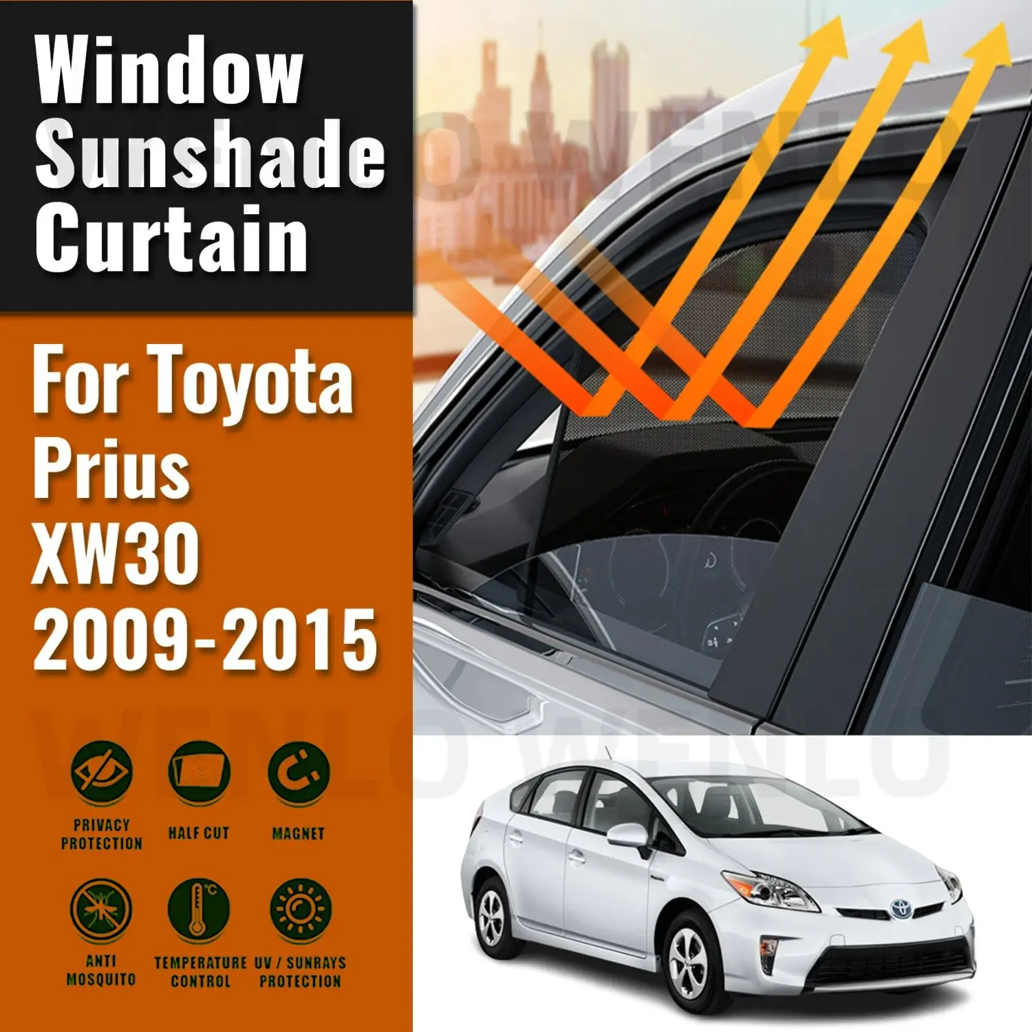 Для Toyota Prius XW30 2009-2015 автомобильный солнцезащитный козырек магнитный передний