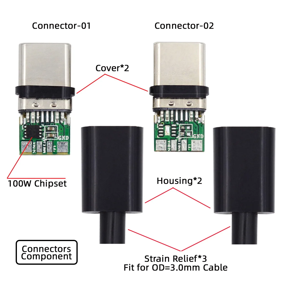

Jimier 2 шт. DIY OEM 24-контактный штекер USB Тип C штекер 100 Вт PD USB 2,0 данные с крышкой корпуса